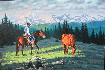 Broken Hobble - Western-Cowboy by Bill Scheidt